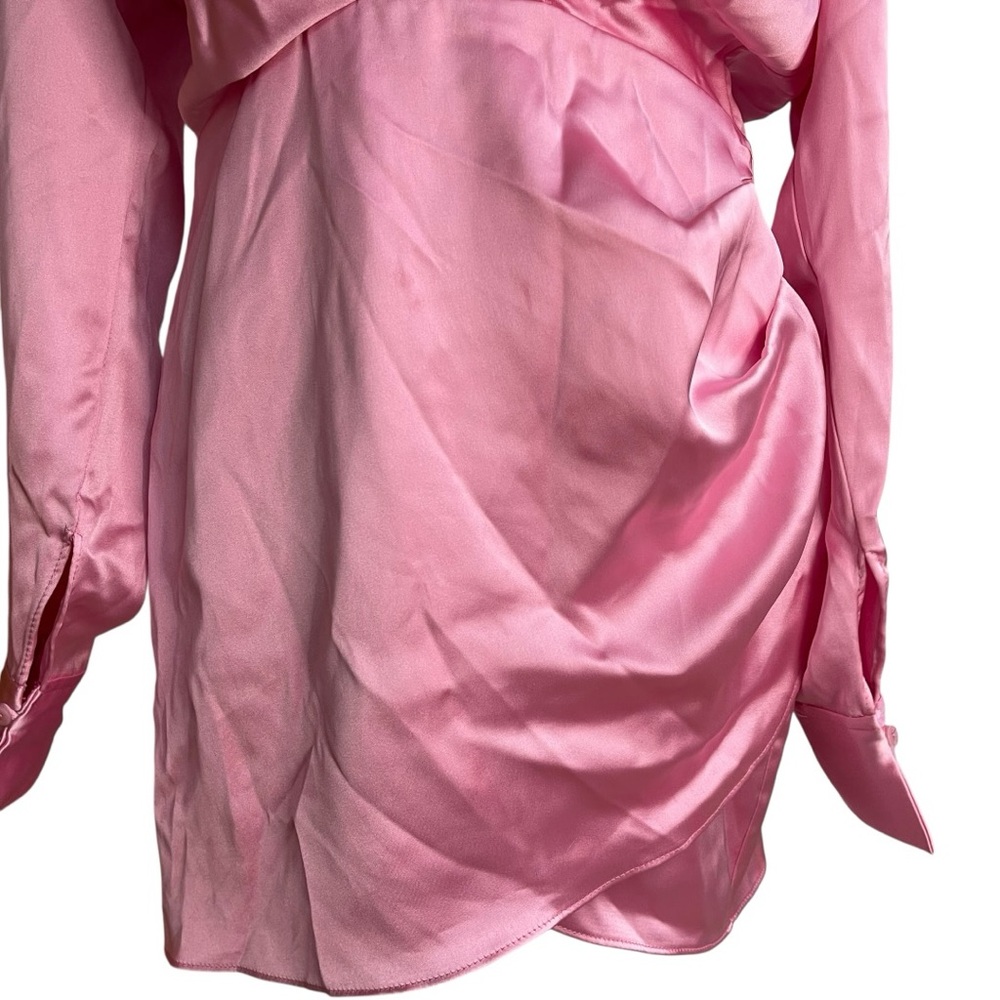 Zara Light Pink Satin Wrap-Style Mini Dress - Picture 5 of 12